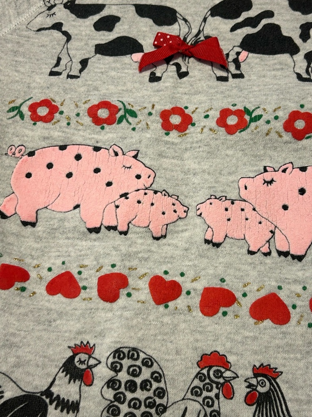 Vintage 1992 Farm Animal Sweatshirt Cottagecore Cows Pigs USA OS - Picture 14 of 14